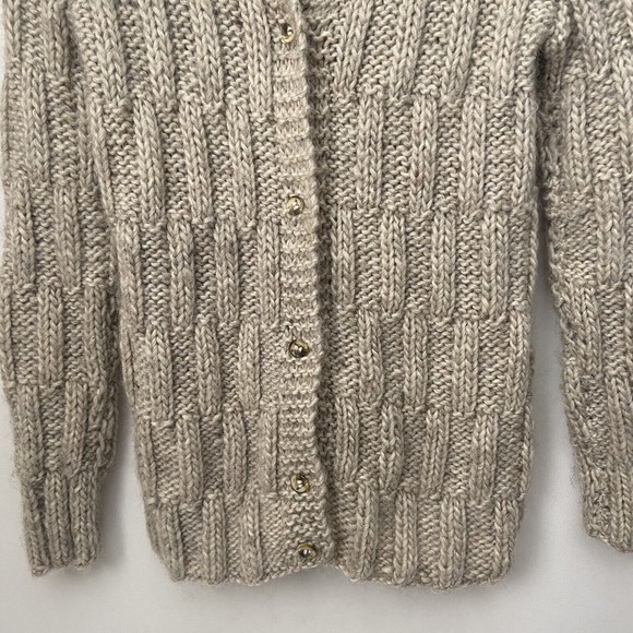 Robinson’s Pacesetter Sweater Womens Size Small 100% Wool Cardigan Hand Made Tan - Picture 5 of 9